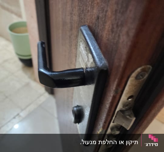 ידית ודלת עם מנעול בריח